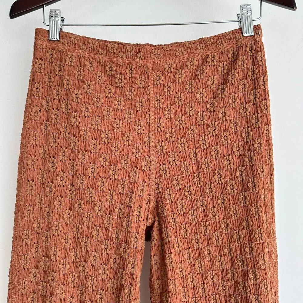 Free People Pants Womens Medium Floral Embroidered Flared High Rise Festival - Image 6