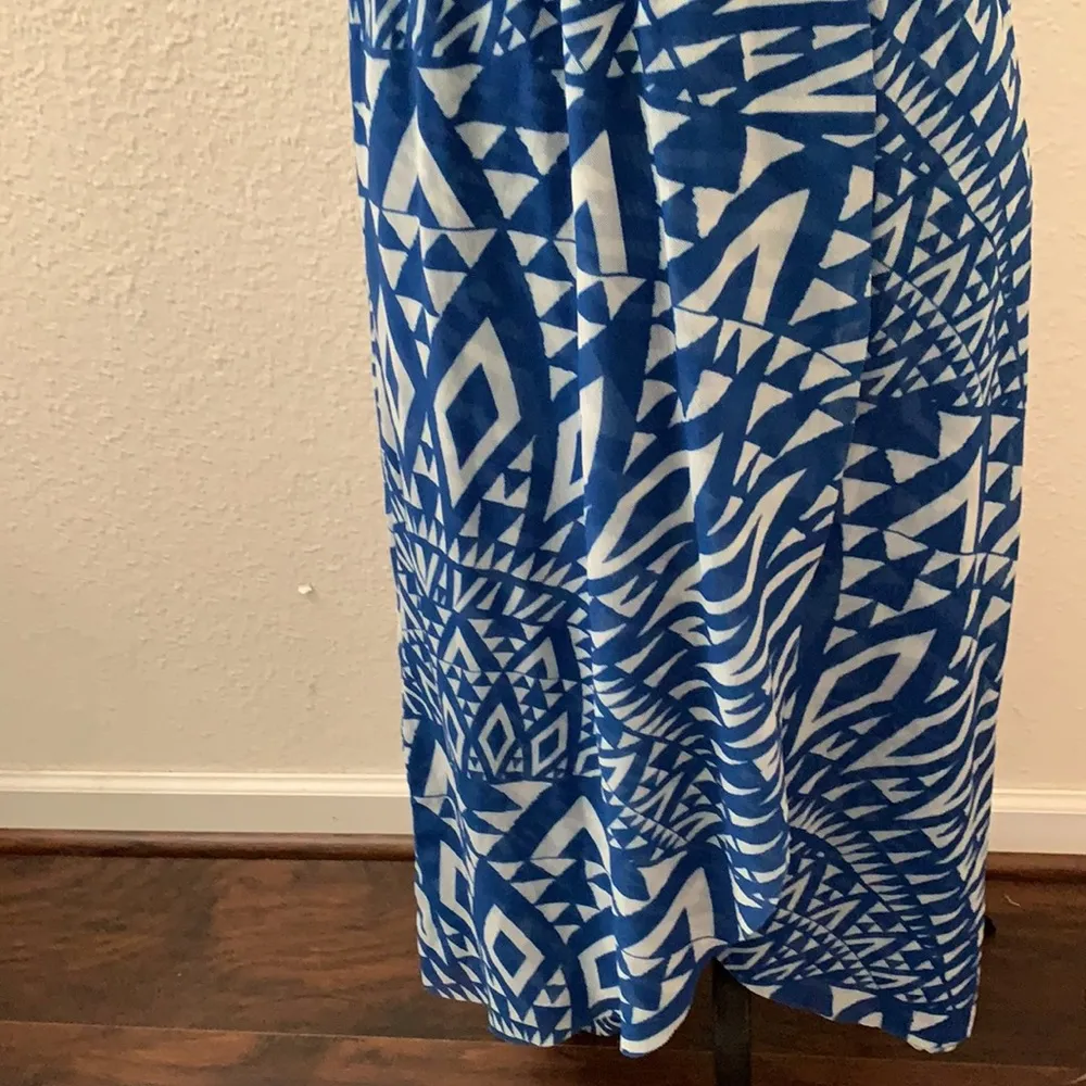 Sweet Pea Stacy Frati blue mesh maxi dress XS sleeveless Beautiful Excellent - Image 3