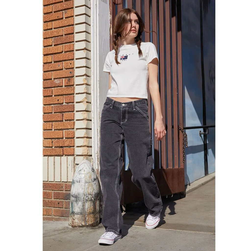 John Galt Crispina Carpenter Jeans Black Women's S Baggy Straight Leg Relaxed - Image 7