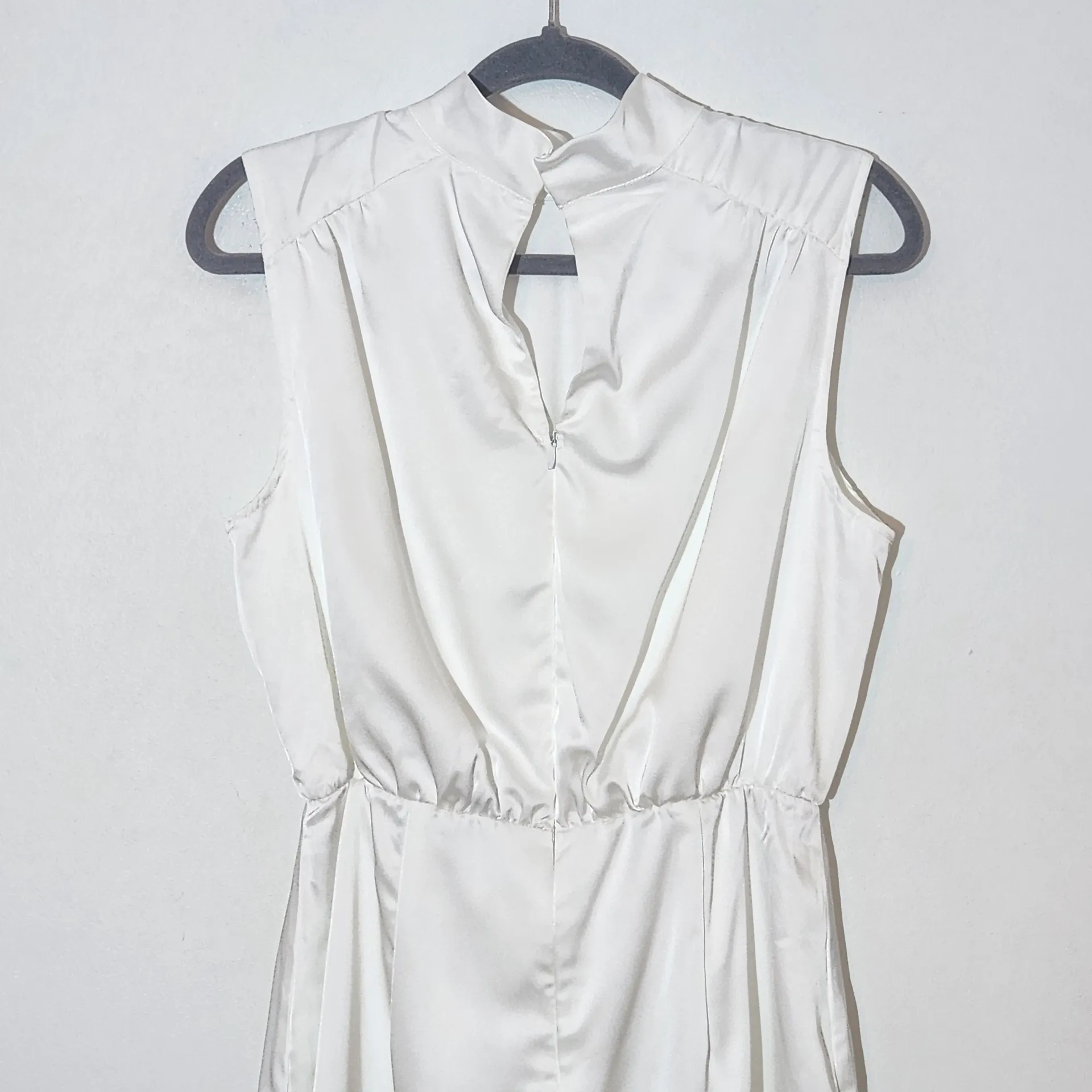 Lulus White Sleeveless Mini Satin Blouson Dress Size Large White Mini Dress - Image 6