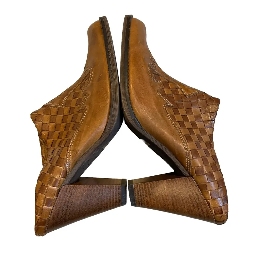 Sesto Meucci Leather Braided Heeled Western Mules - Image 10