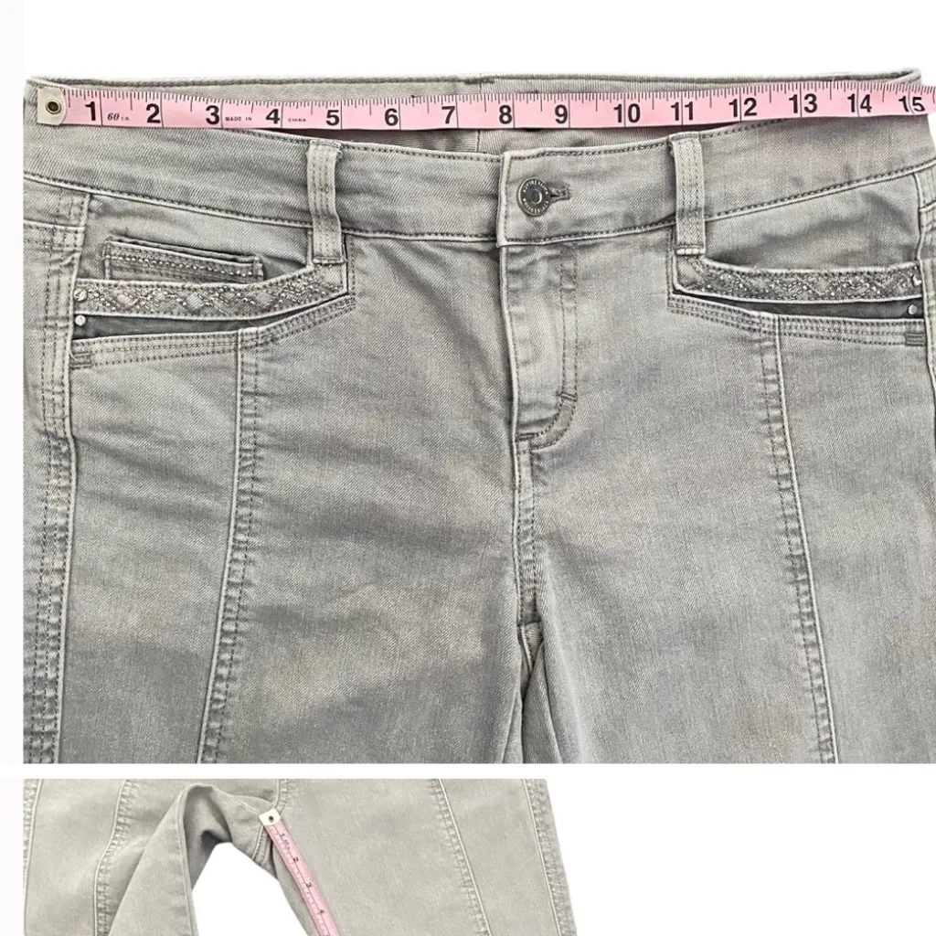 WHBM Blanc Embellished Jeans in Chrome size 2 r - Image 13