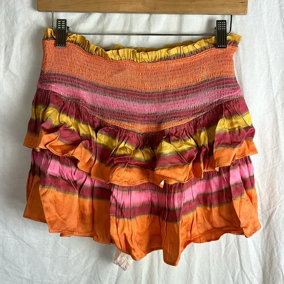 Chaser Cruz Mini Skirt Multicolored Striped Tired Size Small - Image 1