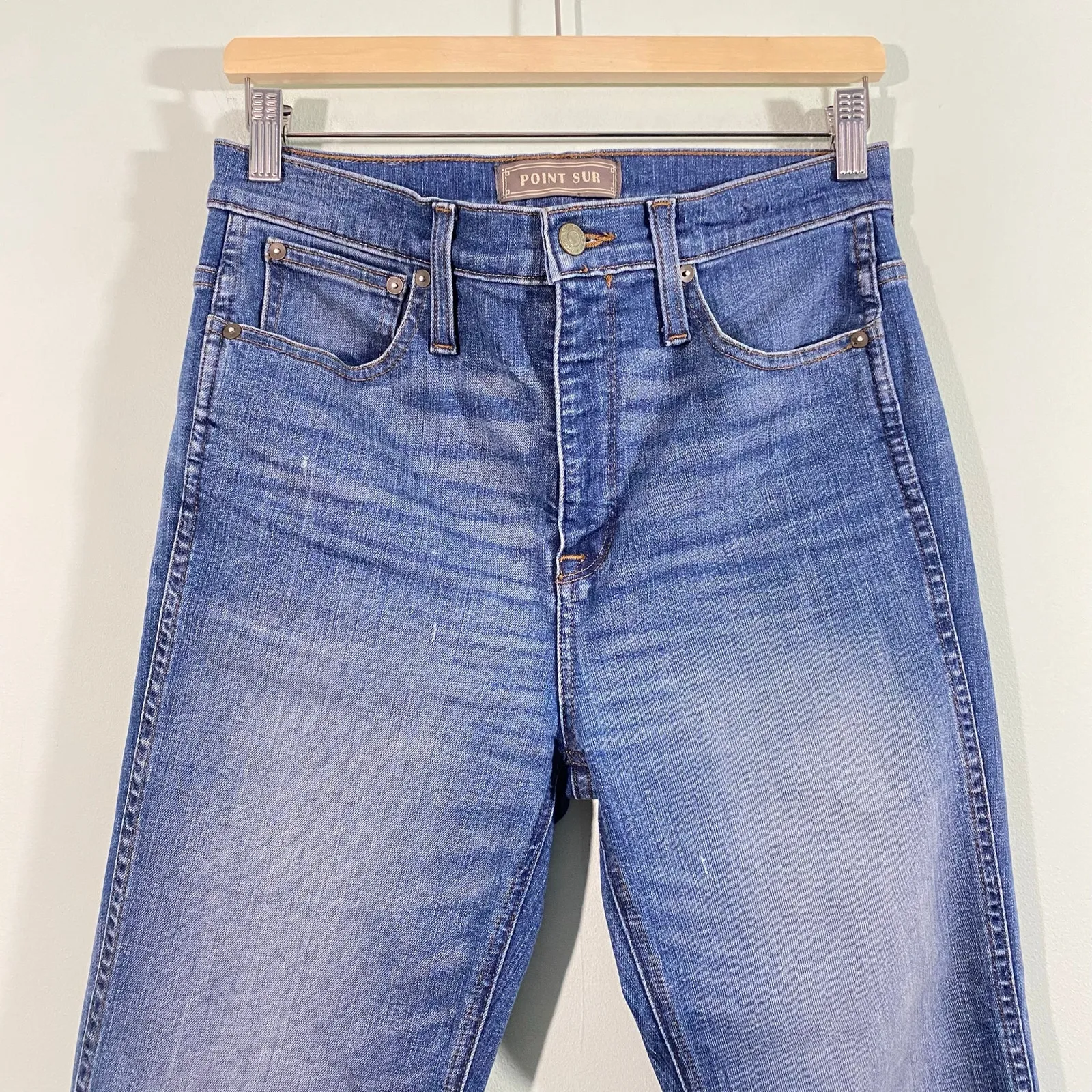 Point Sur J Crew Women Blue Raw Hem Ankle 10" Demi Boot Jeans Size 29 - Image 2