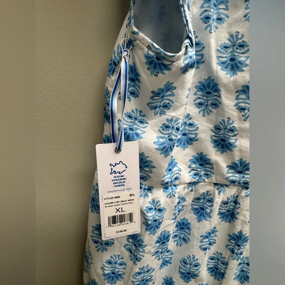 Southern Tide Blue and White Ruffled Sundress - Image 5