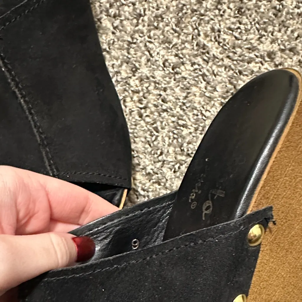 Callisto of California Black and Brown Wedge Sandals Size 9 - Image 4