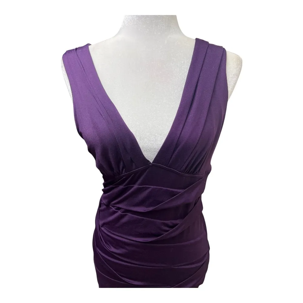 Y2K Purple Body Wrap Tight Mini Dress M - Image 3