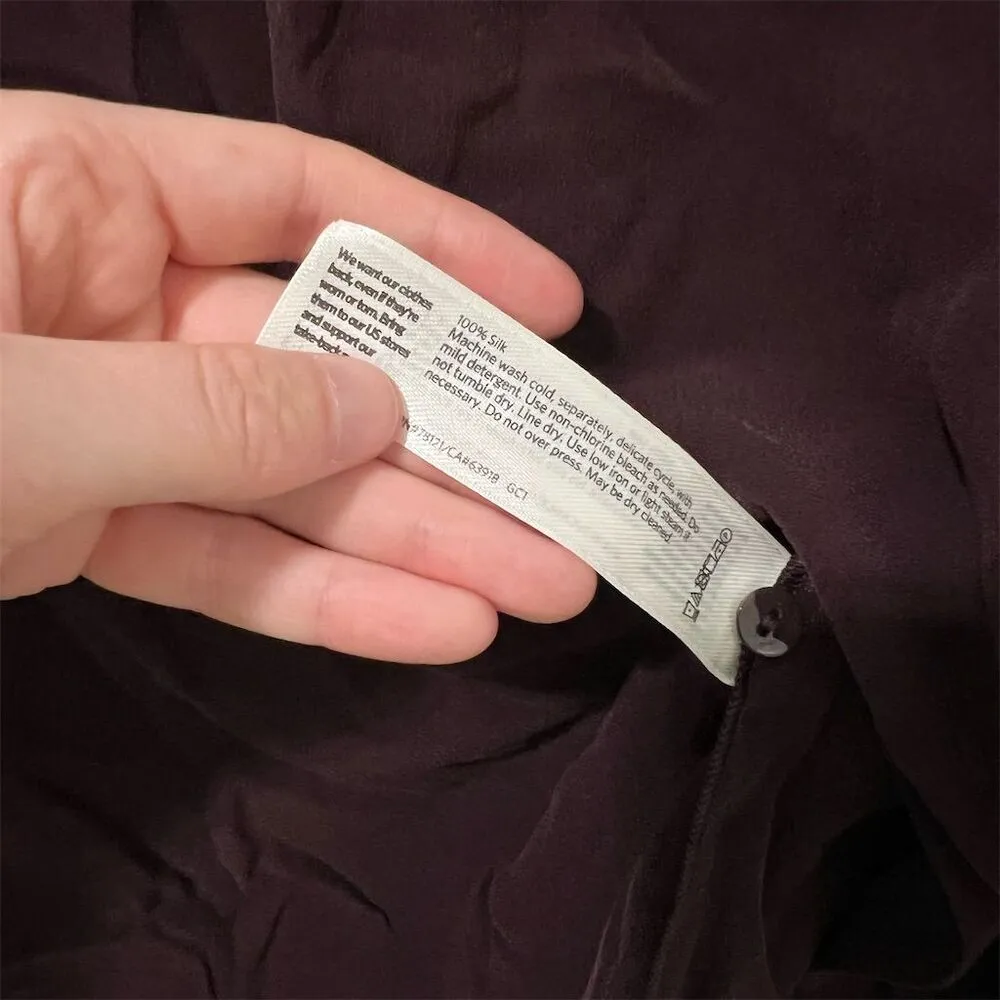 Eileen Fisher Women's Silk Blouse Sheer Sleeve Burgundy Size S - Image 6