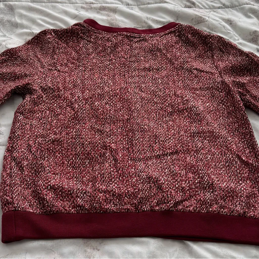 Vanessa Seward Burgundy 100% silk marled long sleeve crewneck Sweater, size 36 Red - Image 9