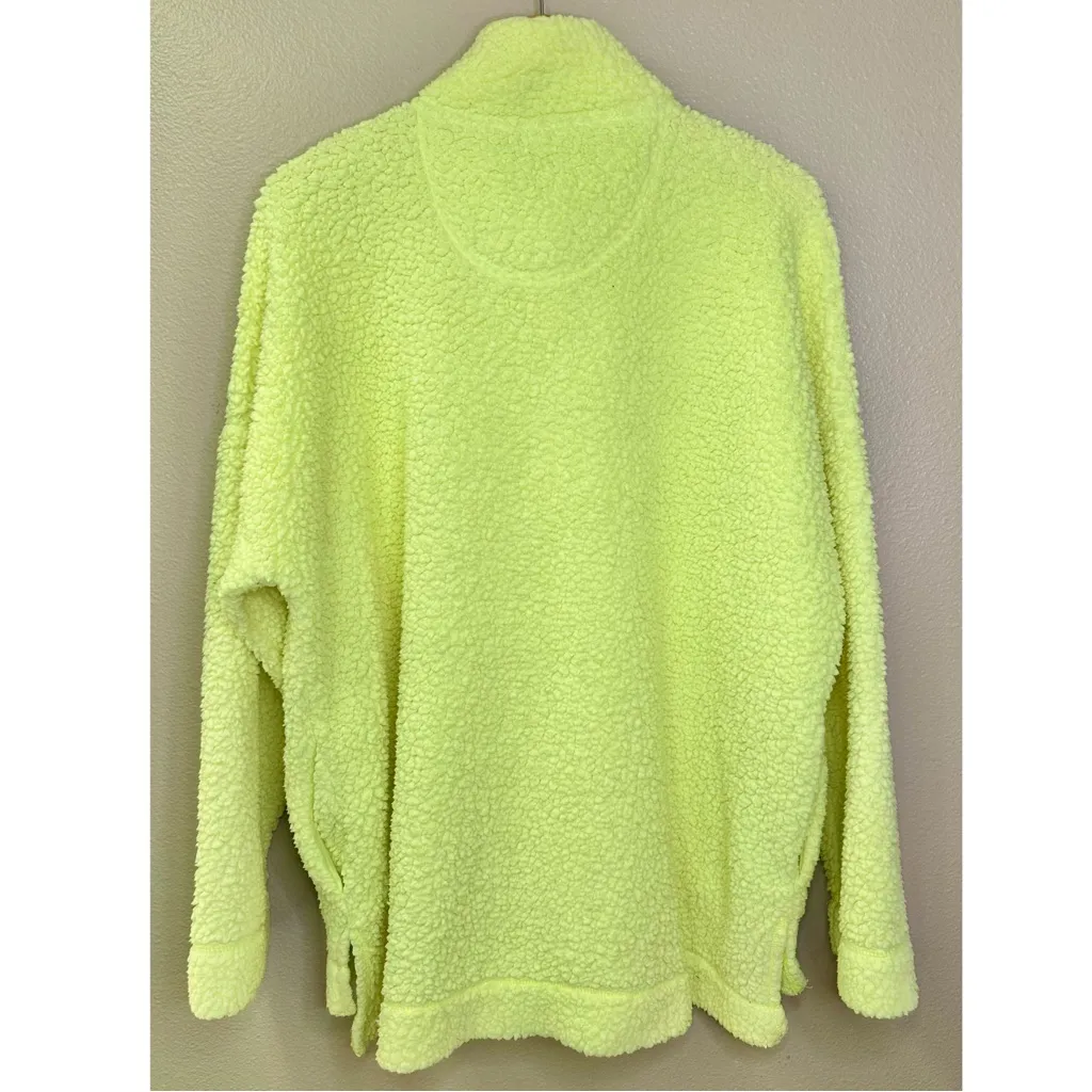 Aerie Neon Yellow Sherpa Snap Button Pullover Sweatshirt - Image 6