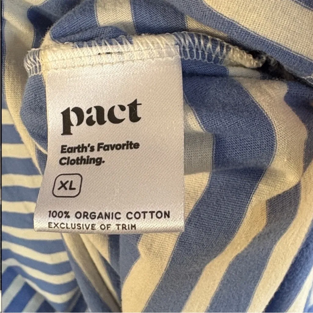EUC Pact Softspun Orgqnic Cotton Tank Midi Dress Blue White Stripe Size XL - Image 7