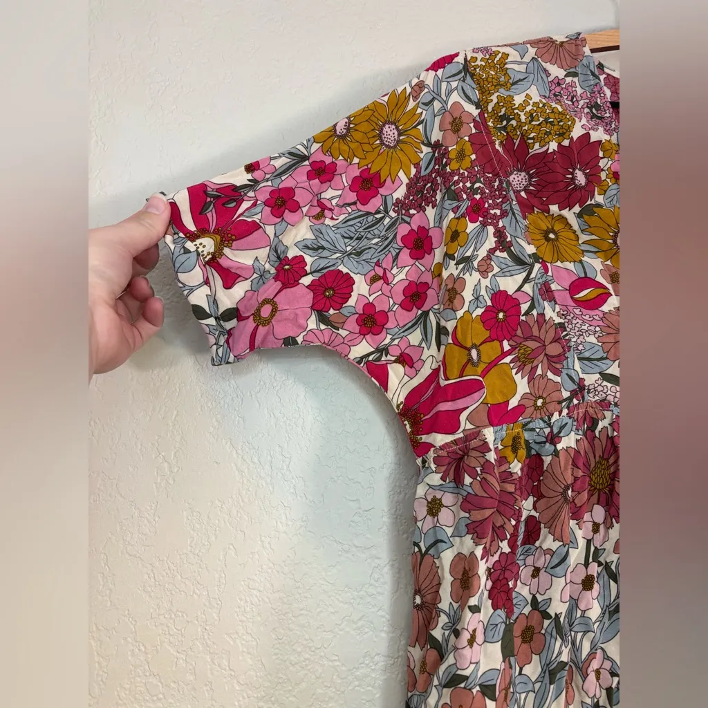 Natural Life Stella V-Neck Mini Dress Colorful Floral Size M - Image 8