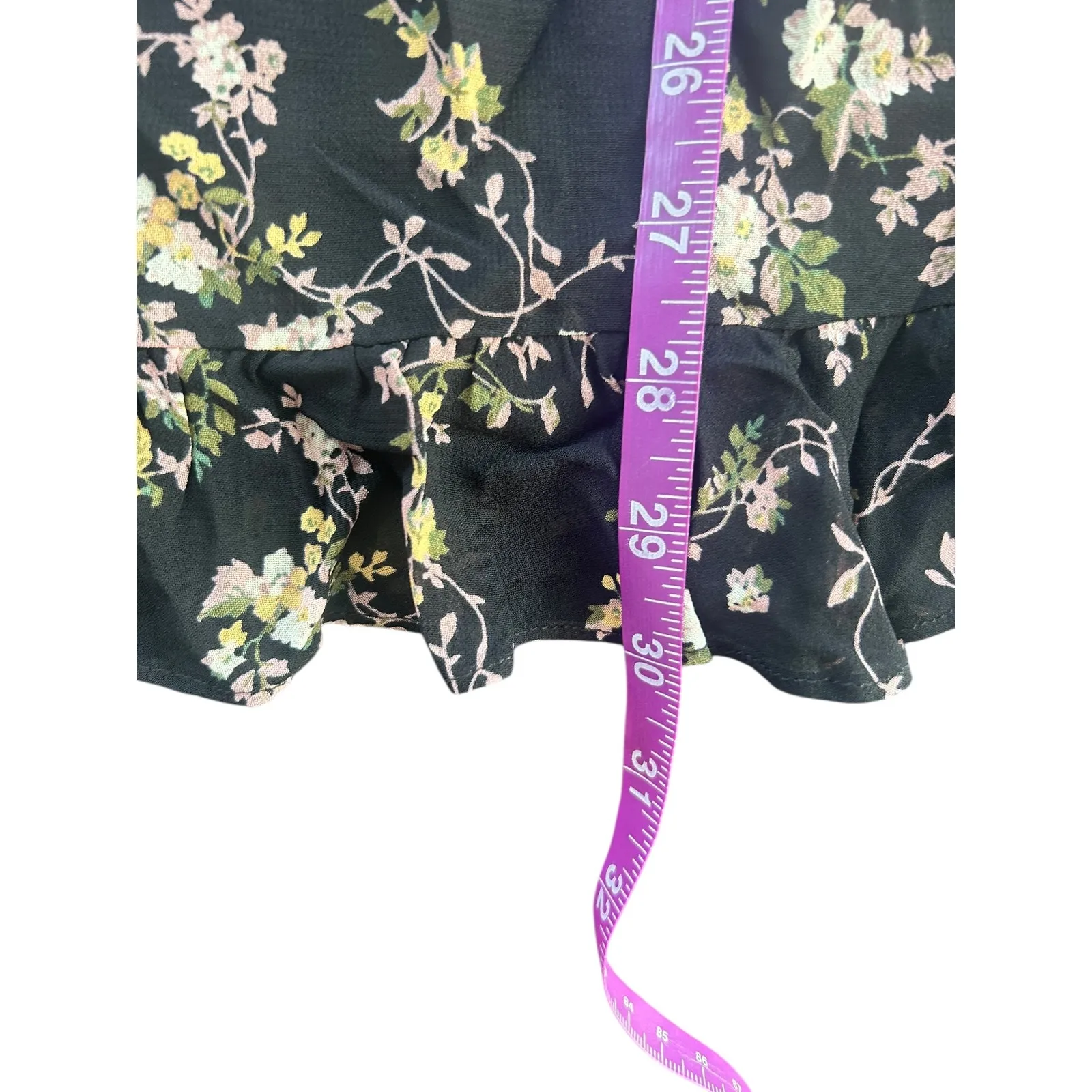 Reformation Christine Black Floral Mini Dress Tie Strap Smocked Ruffle Hem - Image 4