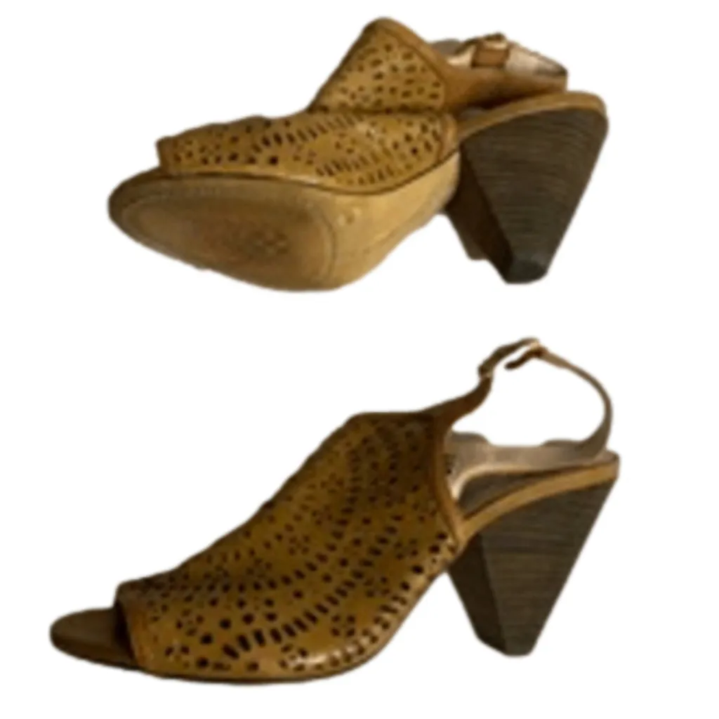 Vince Camuto Brown Leather Cutout Block Heel Sandals Size 7M / 37 - Image 5