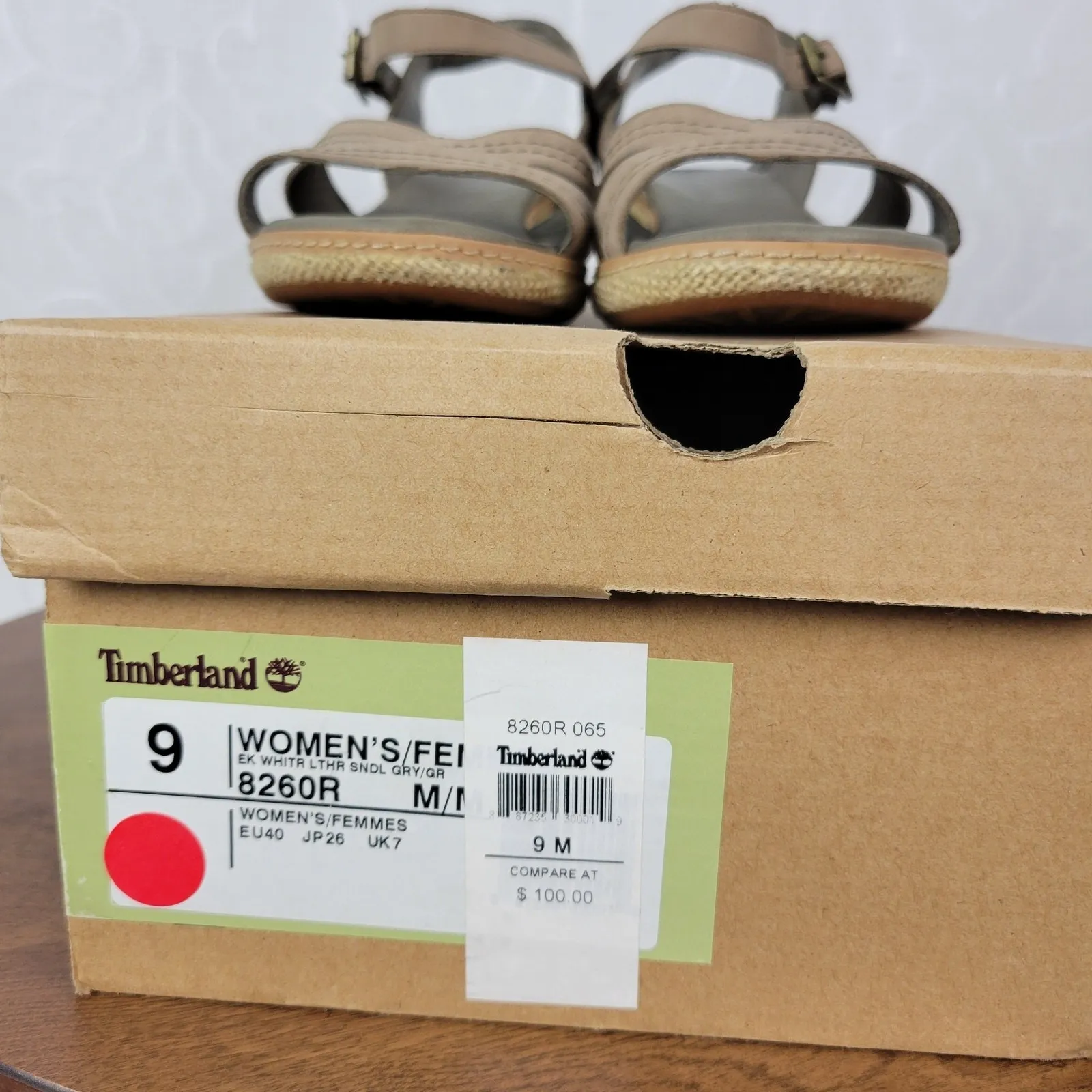 Timberland Earthkeepers Whittier Sandals Womens 9 Gray Jute Leather Strapy Wedge - Image 15