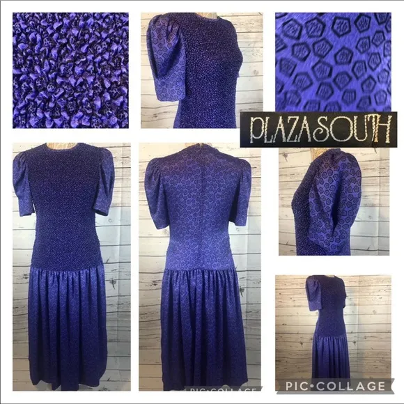 Plaza south vintage dress Screaming 80’s dress In purple with black - Image 2