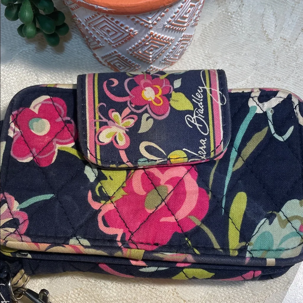 Vera Bradley Navy Floral Quilted Wristlet - Image 2