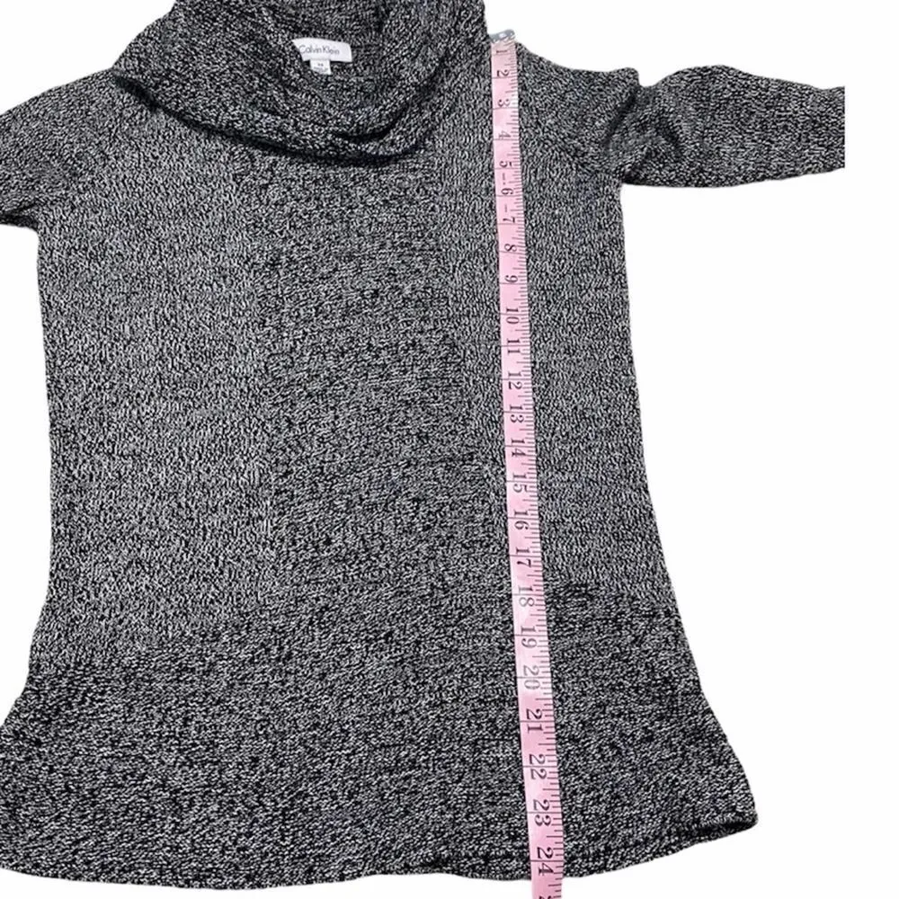 Calvin Klein‎ Cowl Neck Knit Sweater Pullover Rib Front Contrast Design Gray XS - Image 7