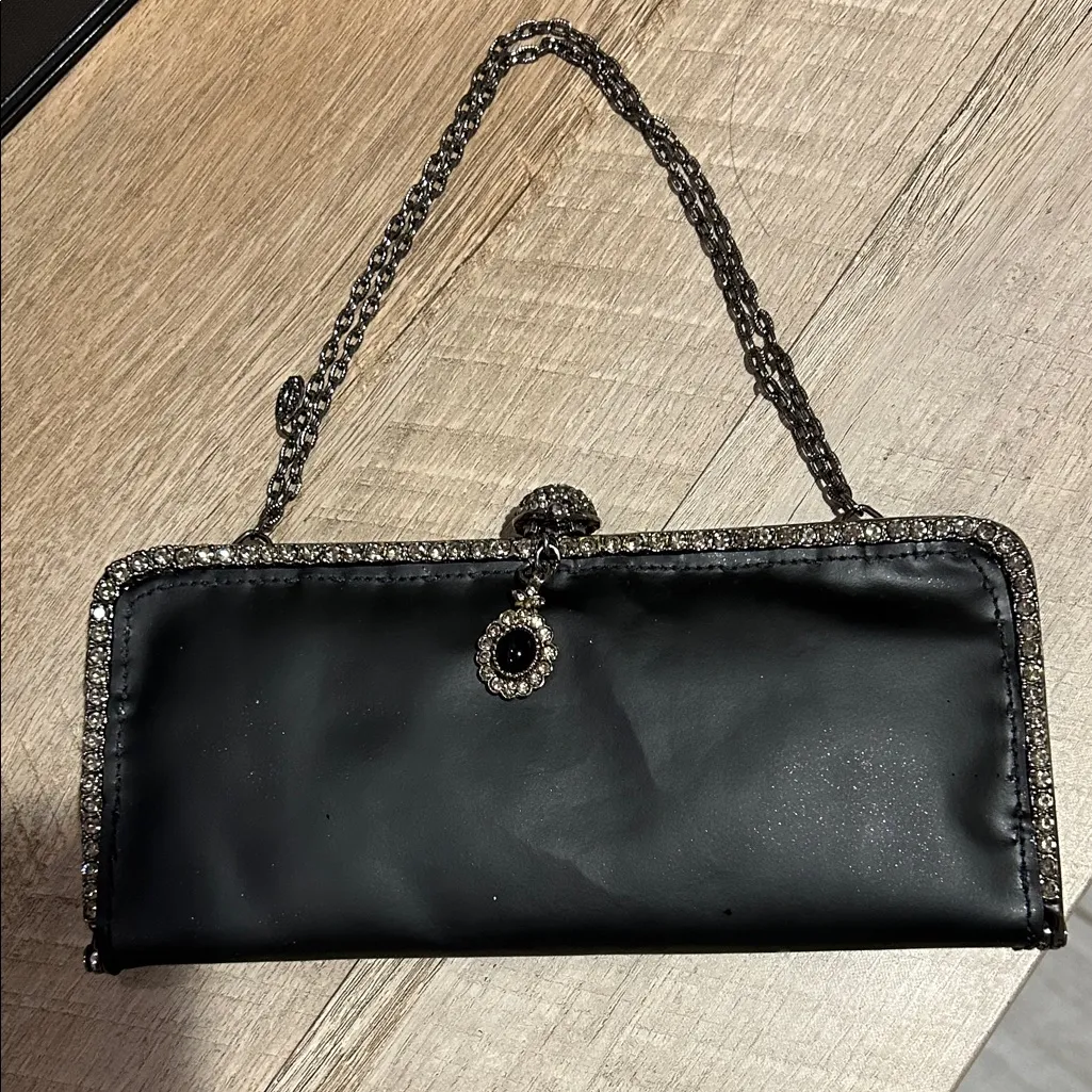Chic Black Wallet with Jewel Detail - Image 6