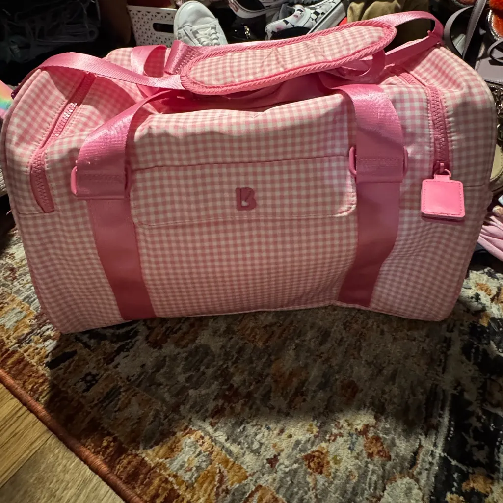 BUFFBUNNY Ultimate Pocket Duffel Bag pink gingham - Image 12