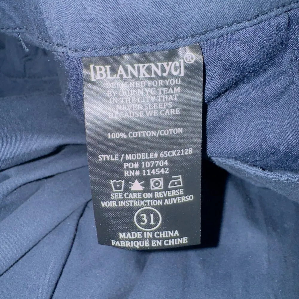 BlankNYC Dark Navy Blue Flat Front High Waisted Ankle Length Pants size 31 - Image 5
