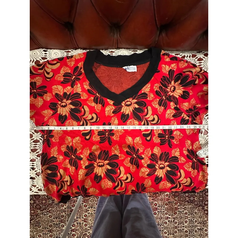 Women's Top Notch Floral Print Sweatshirt XL Red Black Size 2X - Image 7