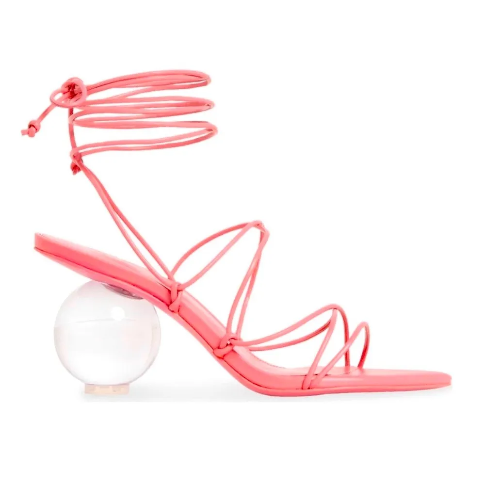 Cult Gaia Su Strappy Lace-Up Sandals Heels Blossom Pink Acrylic Heel NEW Size 41 - Image 3