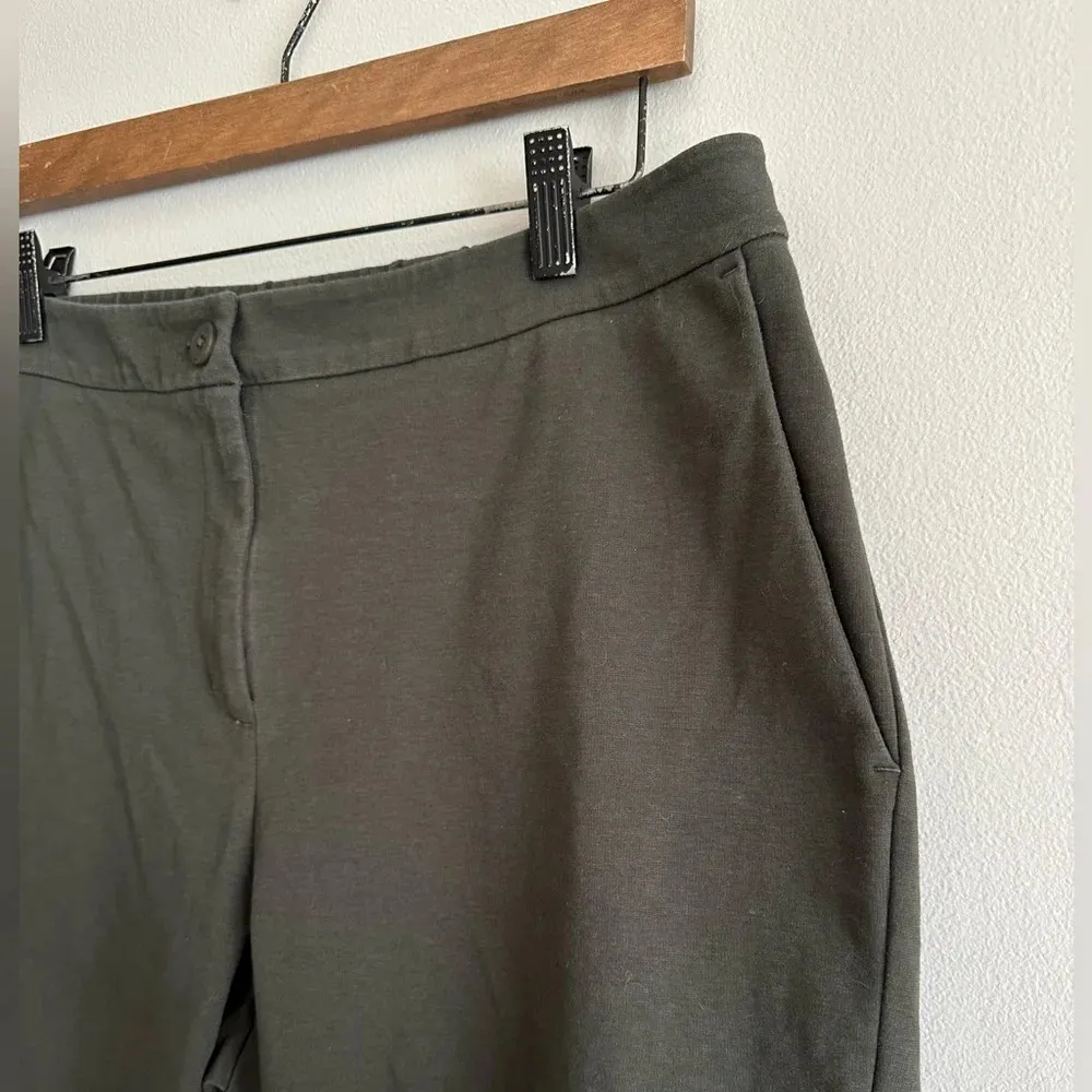 Eileen Fisher Pants Organic Cotton Ponte Stretch Tapered Trouser Olive Medium - Image 4