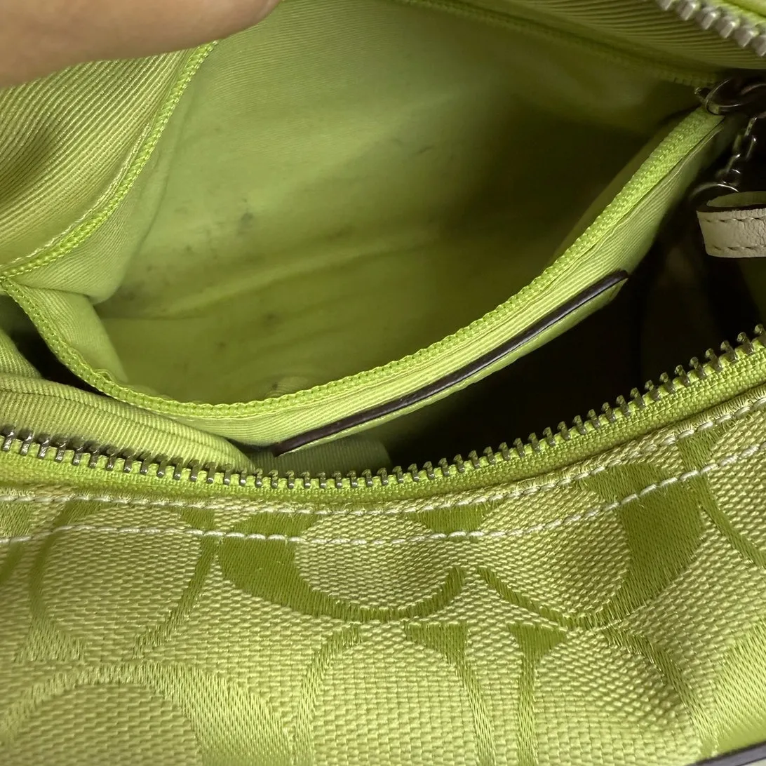 y2k Coach 2006 Vintage F06044 Lime Green Jacquard Shoulder Bag - Image 12