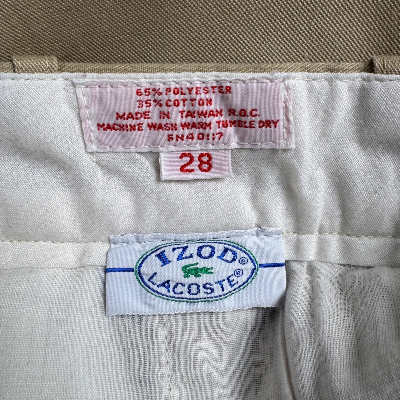 Vtg Izod Lacosteā Women's Khaki Pants Size 28 Beige High Rise Classic Chino Tan - Image 8