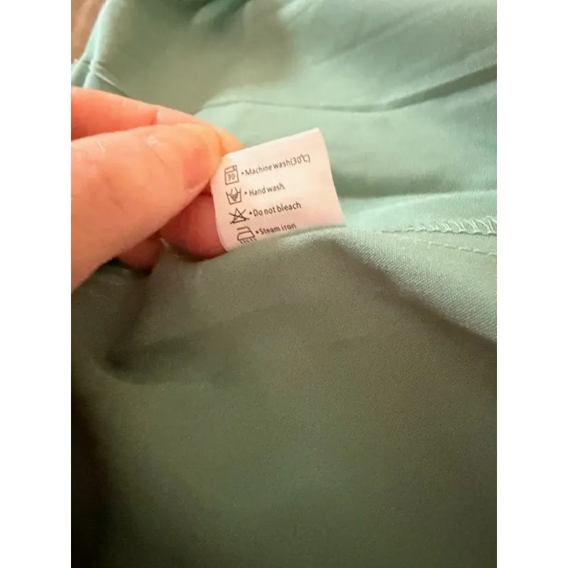 MEROKEETY Mint Green Smocked Bodice Tiered Midi Cottagecore Dress – Size Large - Image 8