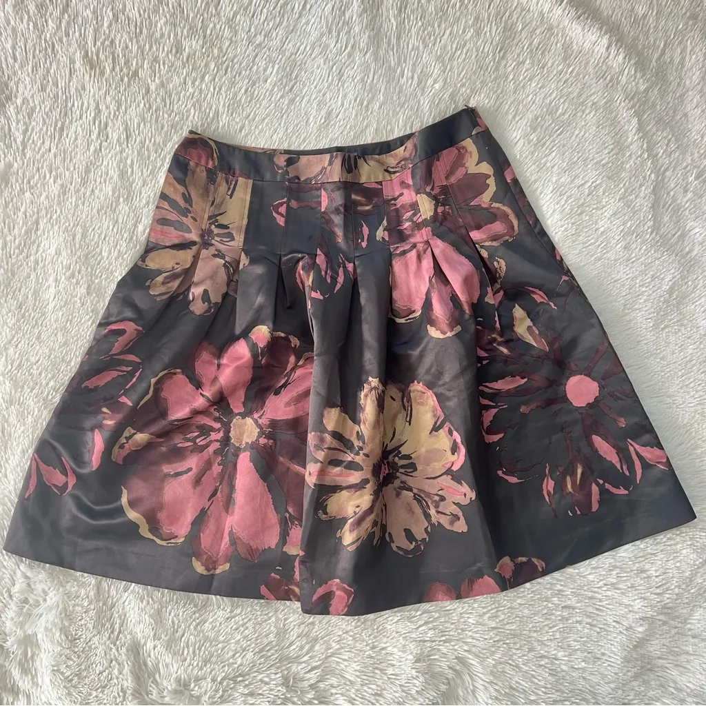 Kristin Davis Floral Black and Pink Women's Skirt Size 12 - Image 2