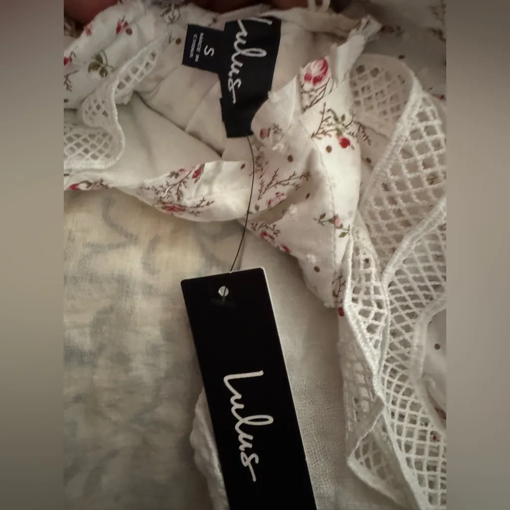 Lulu's White Floral Ruffle Long Sleeve Dress - Image 5