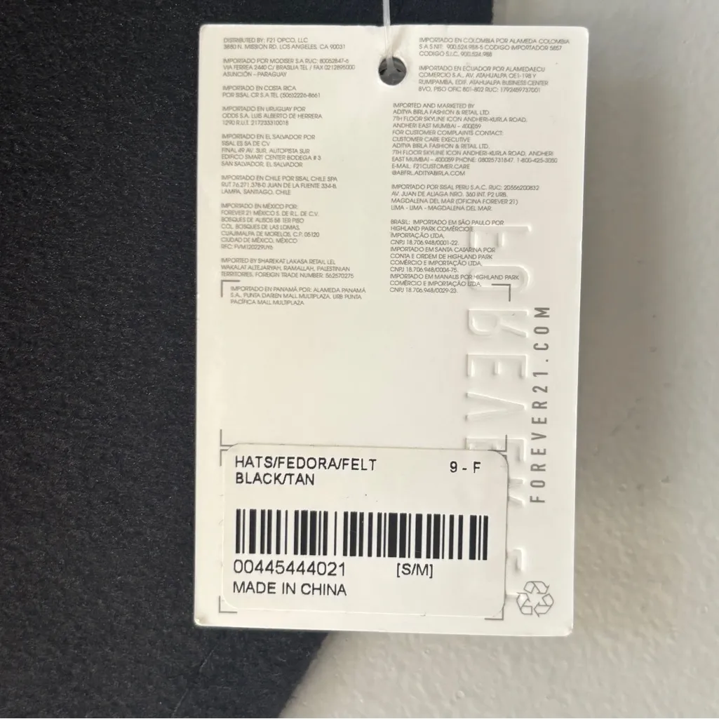 NEW Forever 21 Black Felt‎ Hat Fedora with Faux Leather Detailing Wide Brim - Image 3