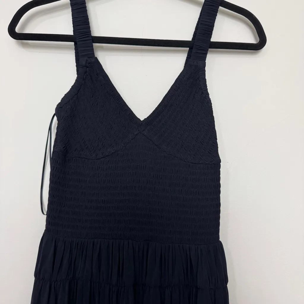 La Ligne Mary Alice Smocked Tank Jersey Midi Maxi Dress Black Size XS - Image 5