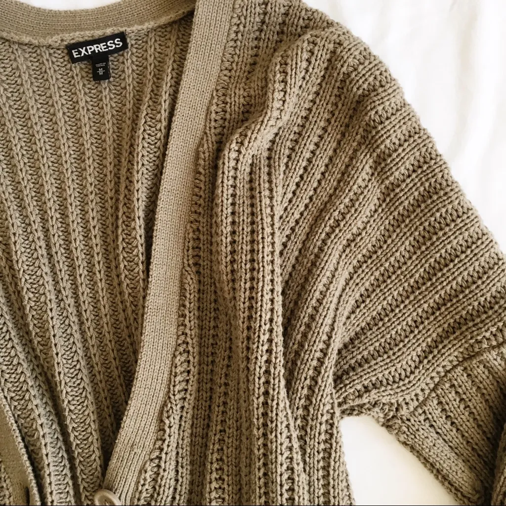 Express Tan Women's Cardigan Sweater - Image 3