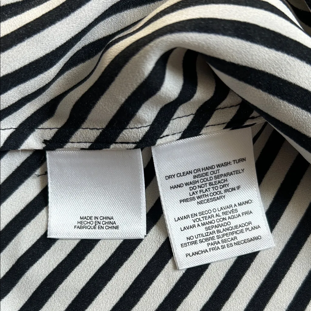 Anne Klein Black and White Diagonal Striped Shirt - Image 4