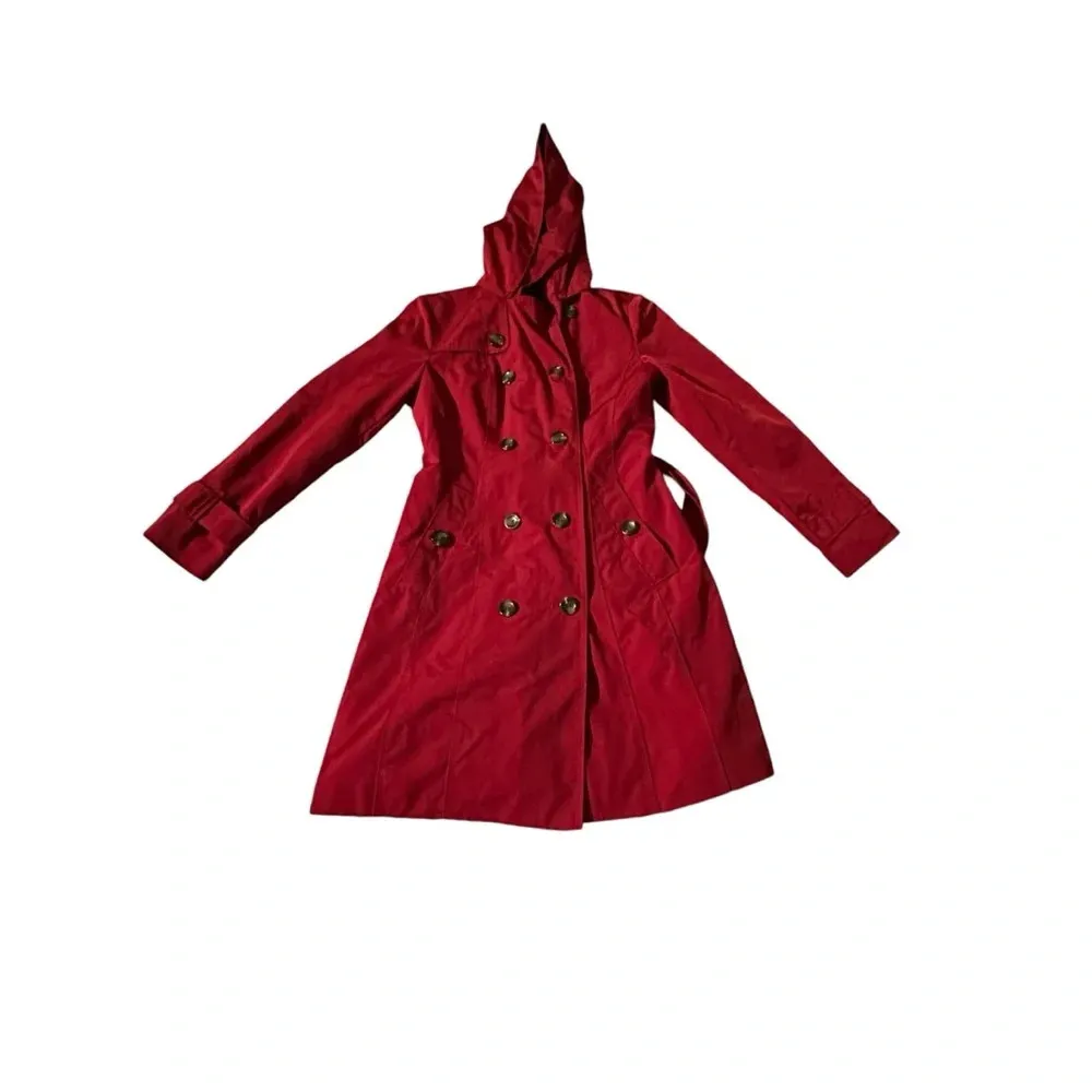 Liz Claiborne belted Light Weight Trench Coat Size Small Color Rumba Red - Image 2