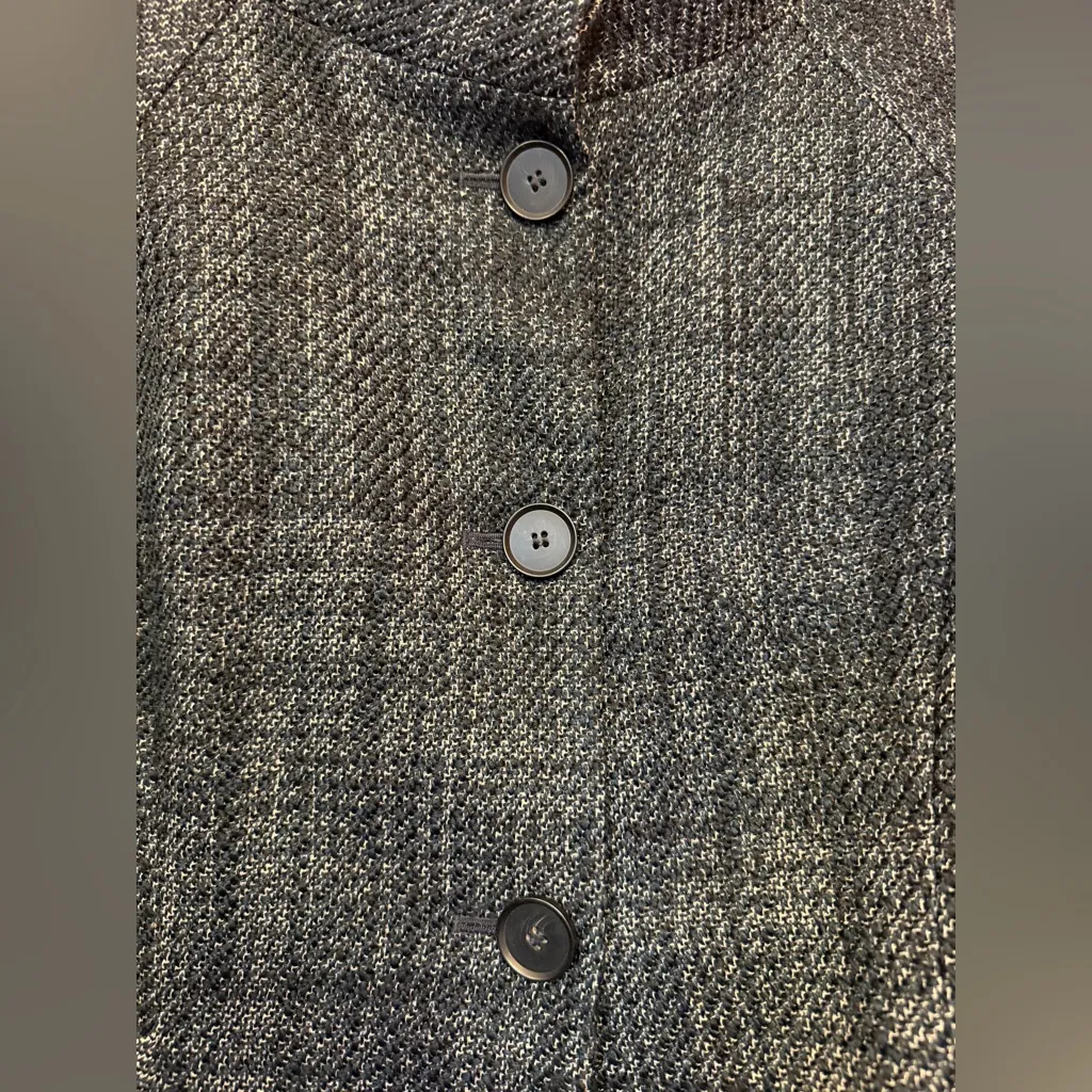 Ann Taylor Women’s Grey Tweed 3/4 Sleeve High Collar Button Up Blazer Jacket - Image 7