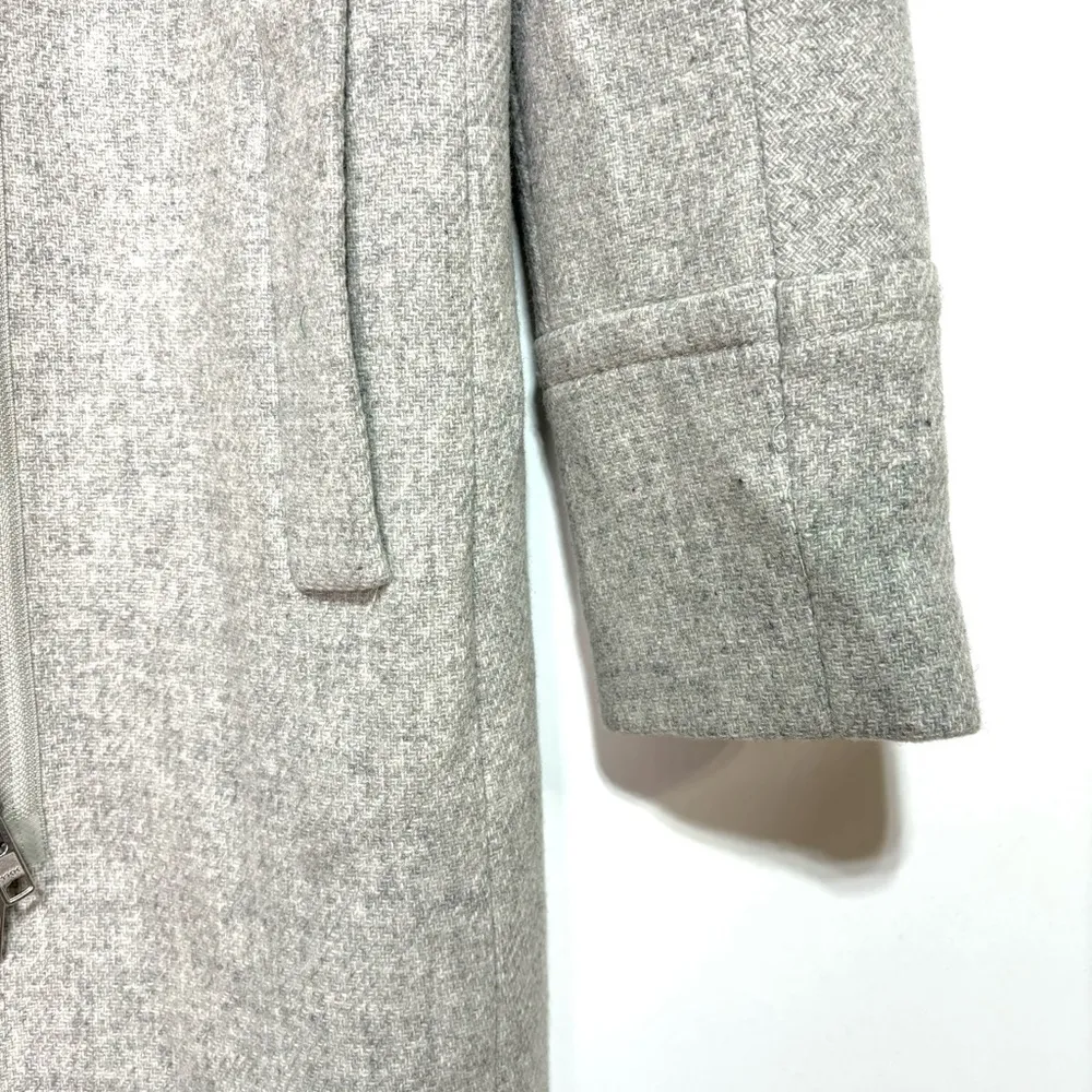 J.Crew  Gray Stadium Cloth Wool Cocoon Zippered Coat 00 - Image 5