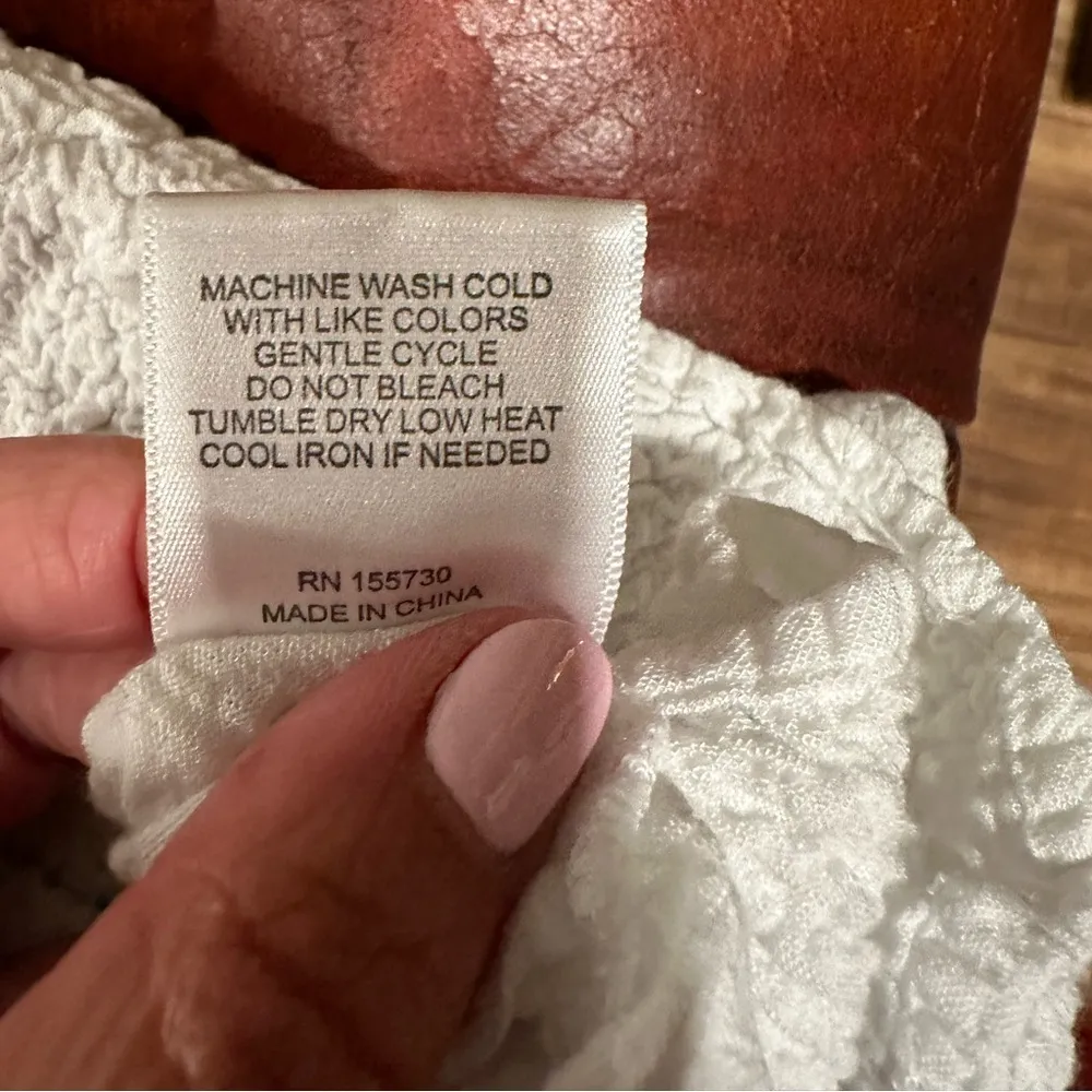 EUC Anthropology Jane + Delancey White Gauze crop top white sz L Size L - Image 8