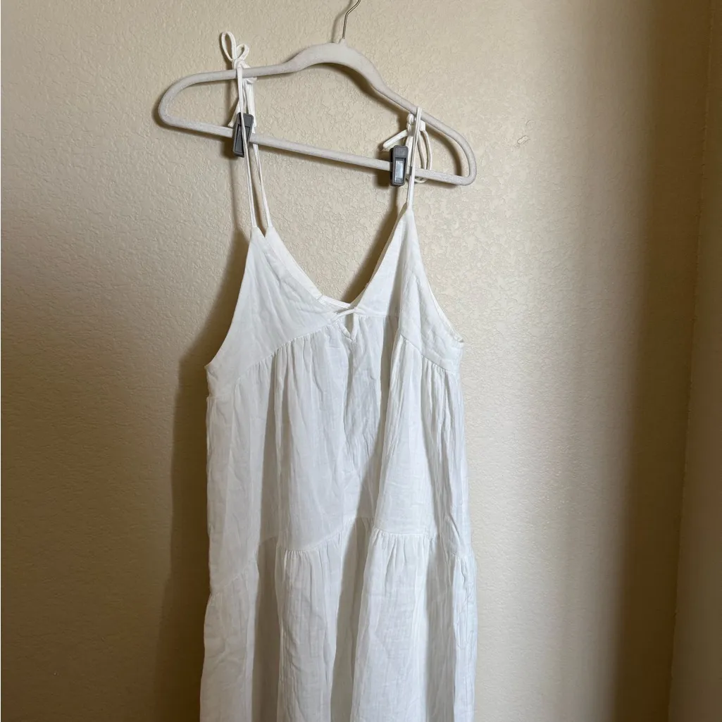 Jacquie the Label Flowy Boho Maxi Dress Sz S Strappy‎ Tiered Gauze Beach NEW White - Image 2