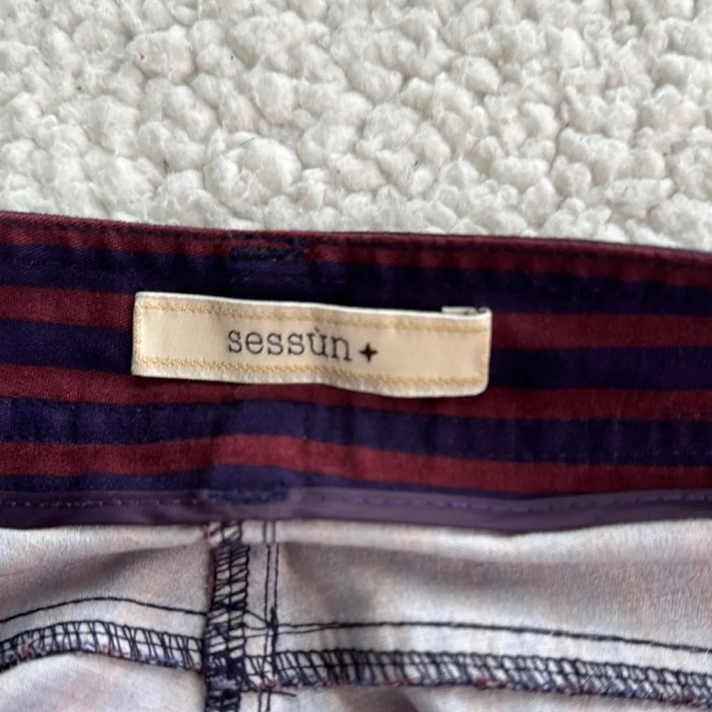 Sassun Jeans Vibrant Burgundy and Purple Striped Skinny Pants Red Size 38 - Image 2