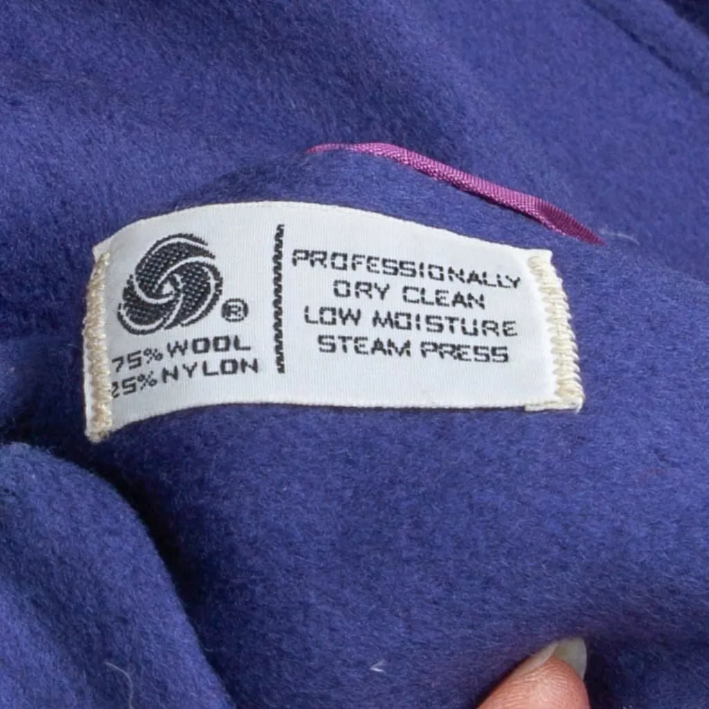 Vintage Portrait Wool Coat Union Made USA Long Line Womens XL Purple Old‎ Money - Image 8