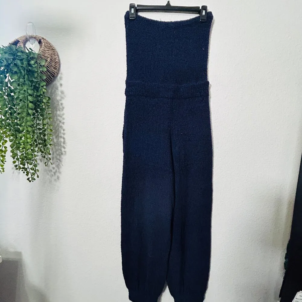 NEW Free People Claire One-Piece Jumpsuit Strapless Terry Navy Indie Sleeze XS - Image 4
