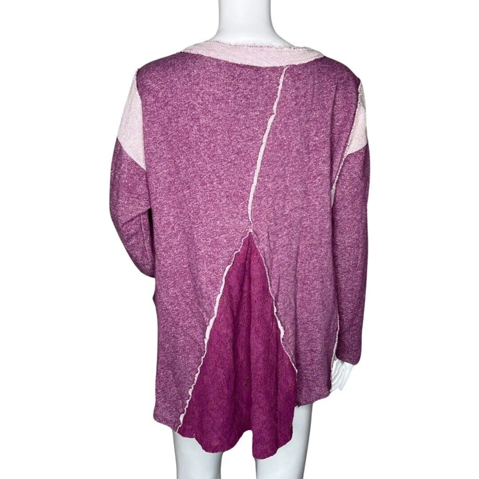 Soft Surroundings Shirt Womens Medium Purple Raw Edge Sweatshirt Lounge Casual - Image 4