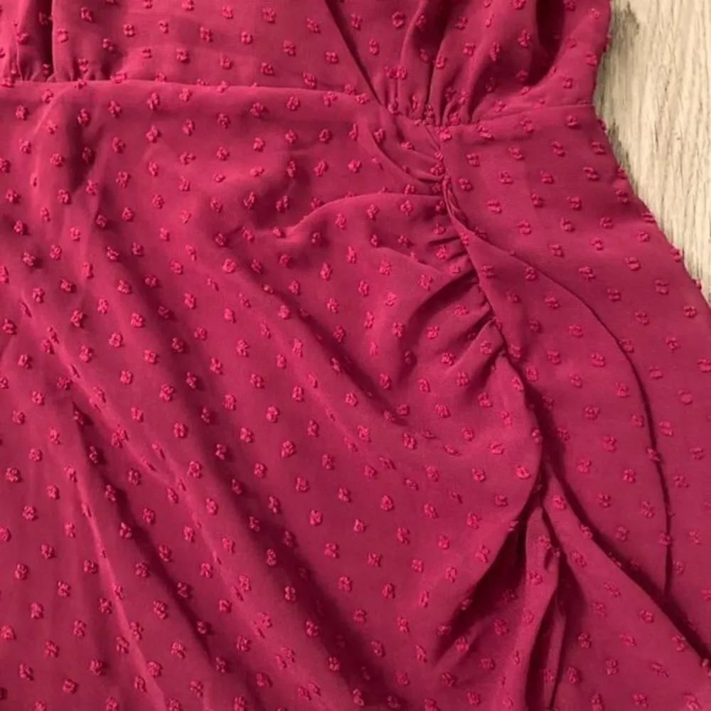 Lulu's For Us to Dance Magenta Swiss Dot Ruffled Midi Dress Size S NWT - Image 6