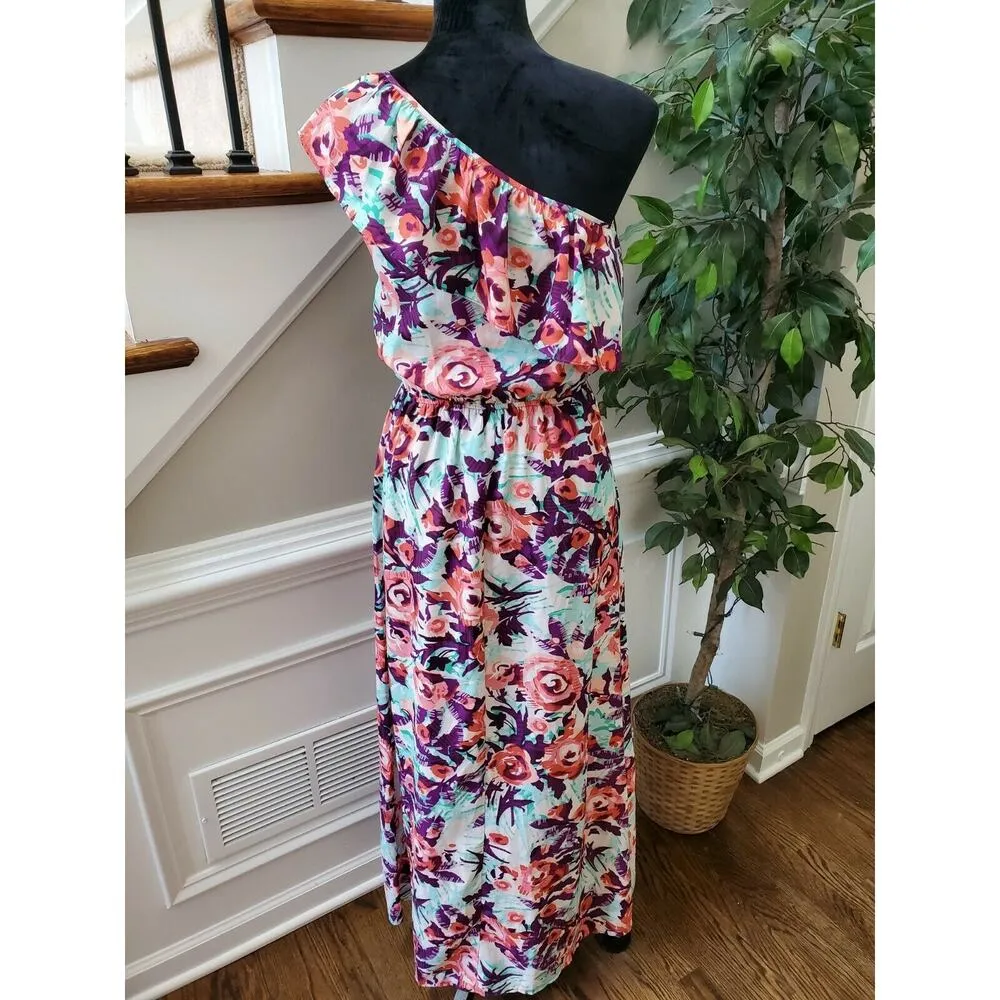 Gianni Bini Women's Floral Polyester Off One Shoulder Long Maxi Dress Size XS - Image 7