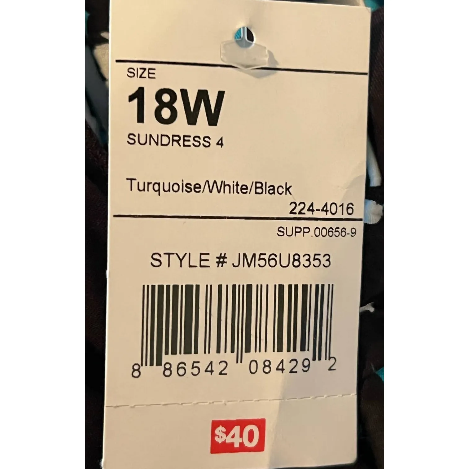 B. Smart Women's Sundress Ties in Back Turquoise‎ White Black Size 18W NWT - Image 5