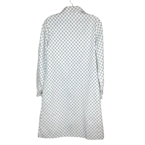 VINTAGE Blue White Cotton Shift Dress Long Sleeves 60’s - Image 4